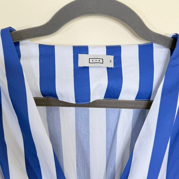 NEW AYR Extra Extra Maxi Dress Marais Blue Regatta Stripe Size XS Puff‎ Sleeve - Picture 5 of 6